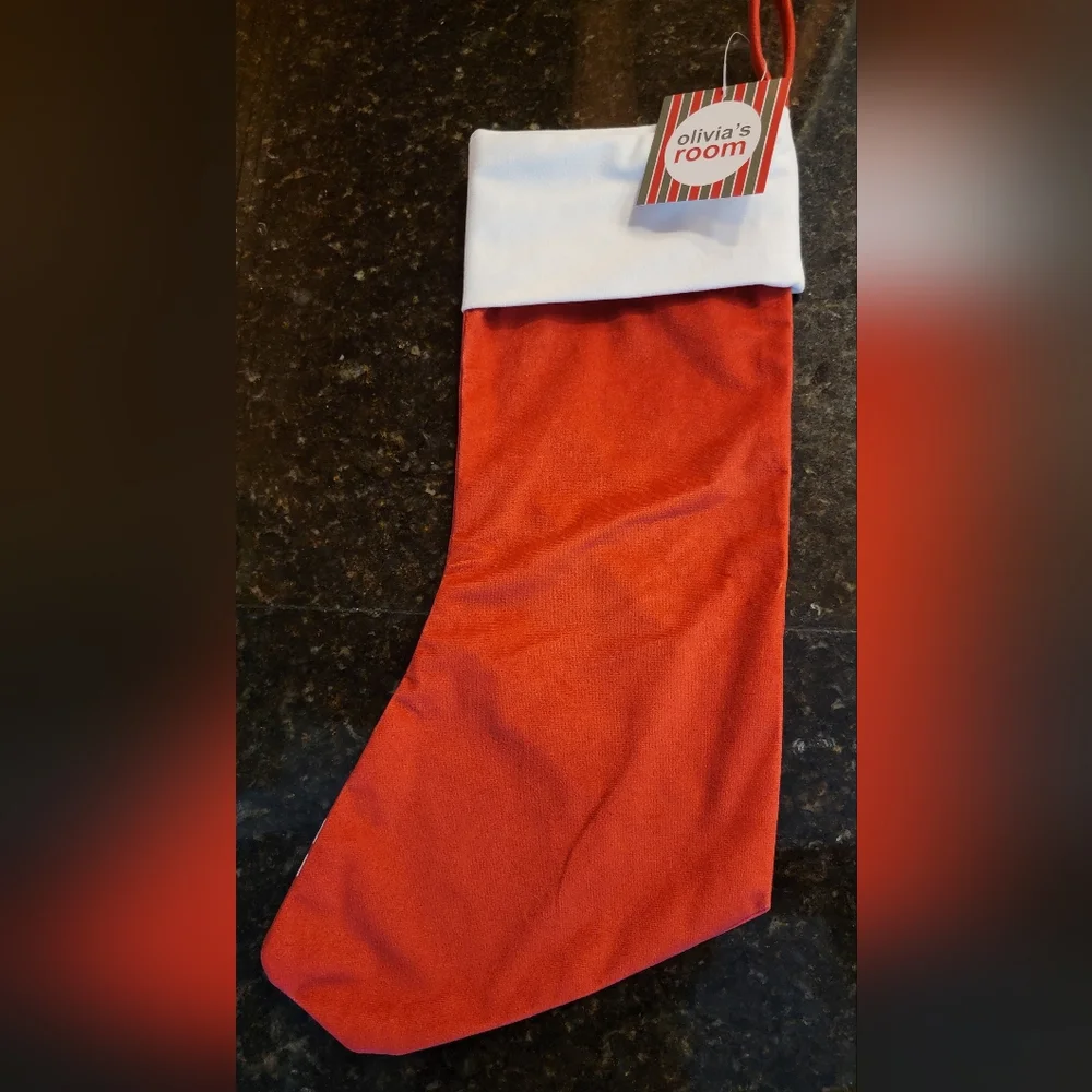 Olivia's Room Felix Fish Bones faux velvet Christmas stocking New